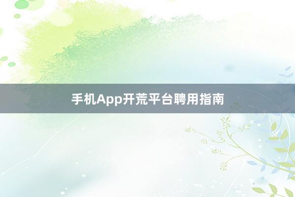 手机App开荒平台聘用指南
